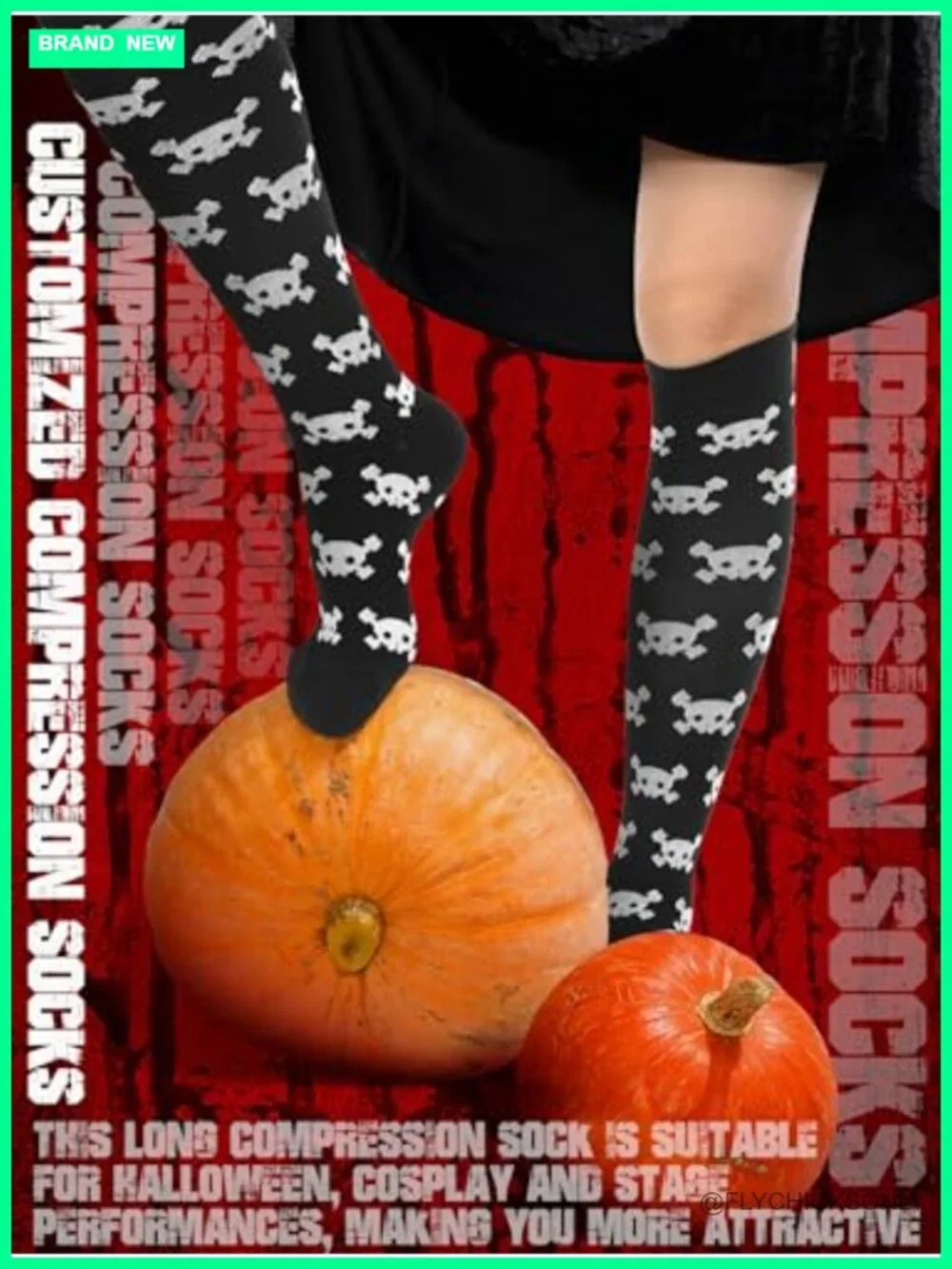 6 Pairs Halloween Compression Socks Knee High for Sports Running Flying Nurses